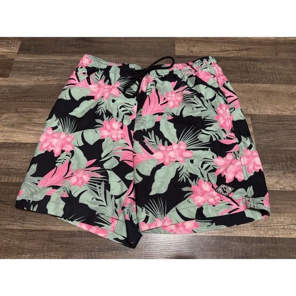 PacSun Other - PacSun Swim Trunks Mens SMALL Lined Board Shorts Black Maui Floral Hawaiian Pink